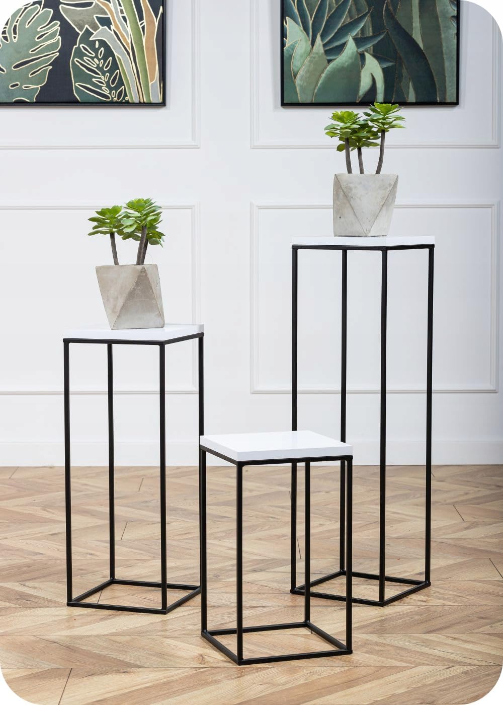 HowHomely Pflanzenständer Metall 80 cm Hoch - Stabiler und Fester Blumenhocker im Loft Stil - Blumen