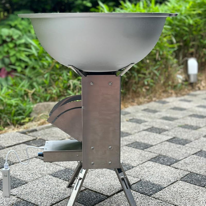 Grillmaster Rocket - Raketenofen mit Tragetasche | Stufenlose Gebläse | Outdoor Holzofen aus 2 mm Ed