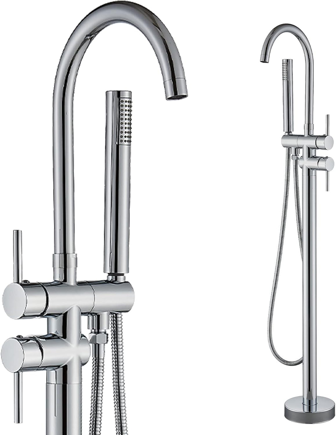 Rozin Badewannenarmatur Freistehende Badewanne Armatur Chrom Messing 360 Grad Schwenkauslauf Badewan