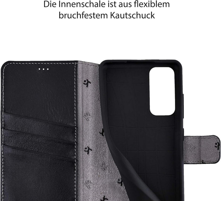 Suncase Book-Style Hülle kompatibel mit Xiaomi Mi 10T 5G Leder Tasche (Slim-Fit) Lederhülle Handytas