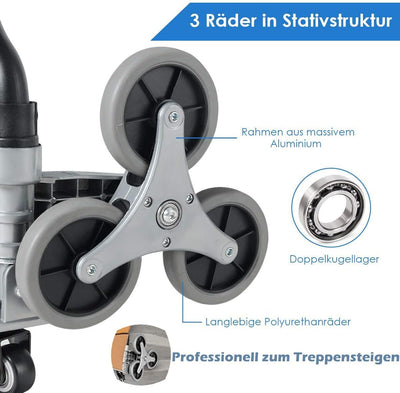 COSTWAY Sackkarre Transportkarre klappbar, Handkarre mit Teleskopgriff & Expanderseil, bis 80 kg bel