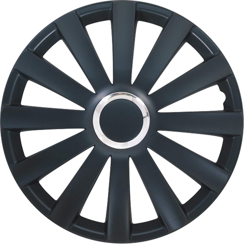 AUTO-STYLE Satz Radzierblenden Spyder 15-Zoll Schwarz + Chrom Ringe 15-inch Schwarz + Chrom Ringe, 1