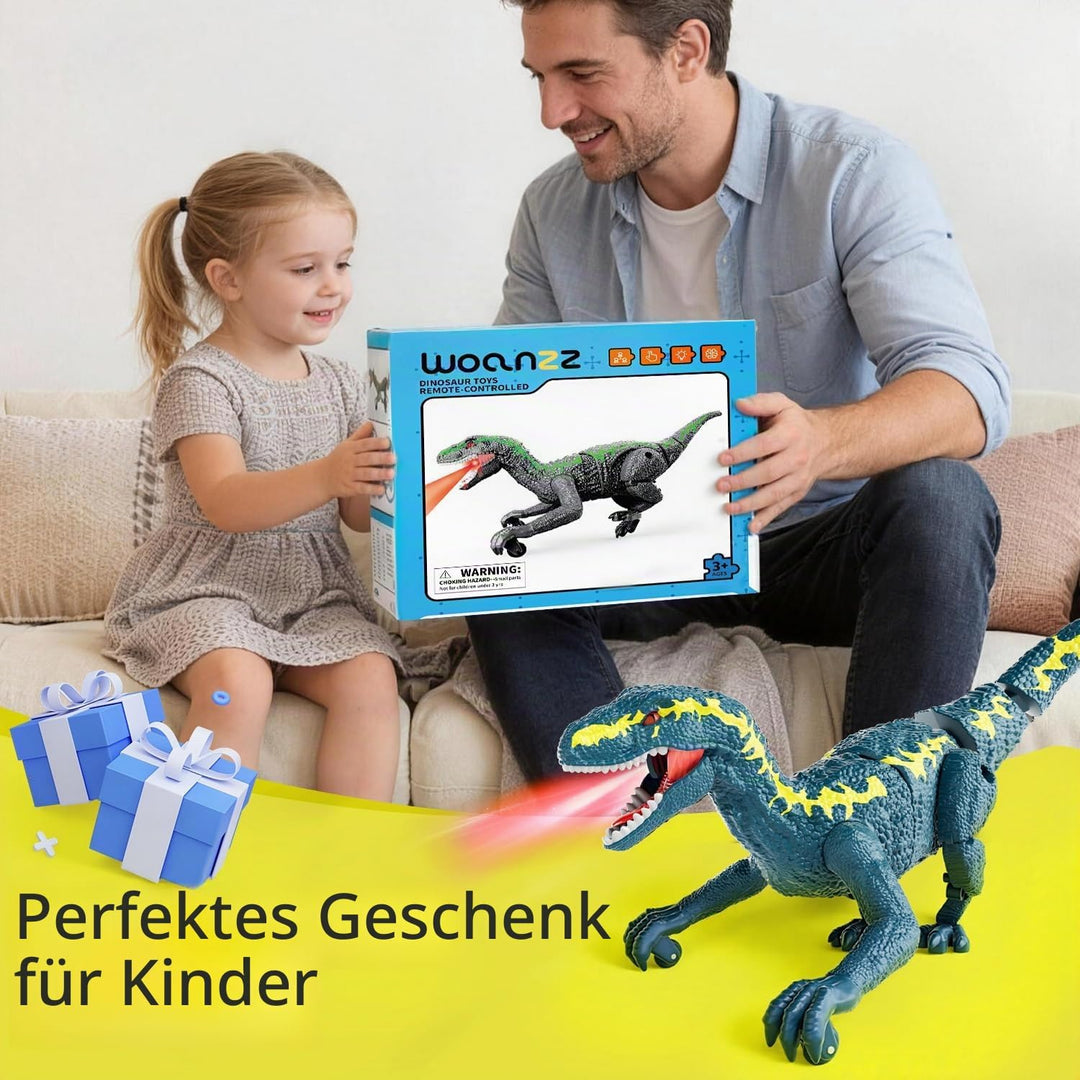 Fernsteuerungs-Dinosaurier für Kinder ab 3, 2,4 GHz RC-Dino mit 3D-Augen &amp; 3 Geräuschen, interaktive