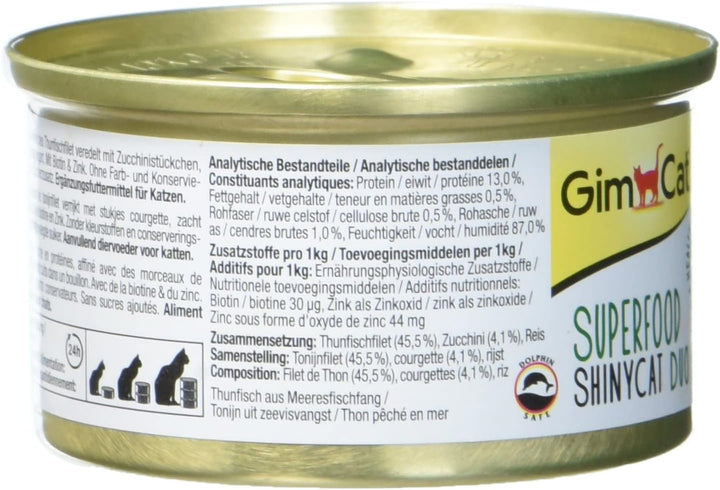 GimCat Superfood ShinyCat Duo Thunfisch mit Zucchini - Katzenfutter mit saftigem Filet ohne Zuckerzu