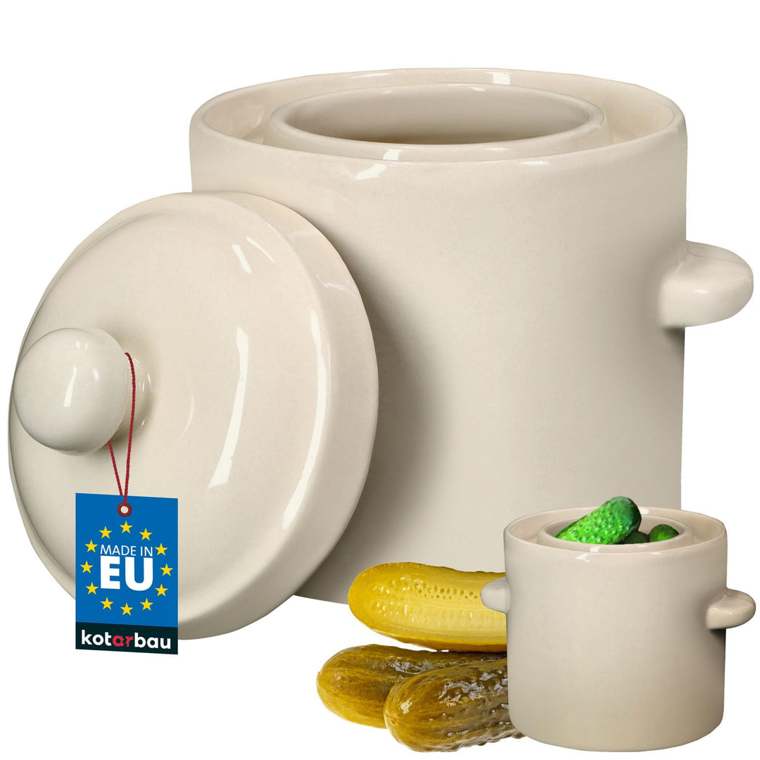KOTARBAU® Sauerkraut Gärtopf Sauerkrauttopf 1,8L Tontopf mit Deckel Steinguttopf Fermentieren Dauerk