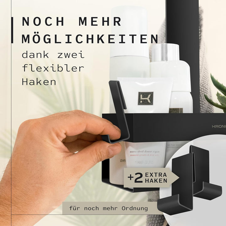 Duschablage zum Hängen - rostfrei + 2 zusätzliche Haken - Duschregal zum Hängen - Duschkorb hängend