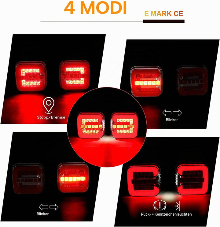 LED Anhänger Rückleuchter Set, 12/24V Magnetische drahtlose LED Wasserdichte Rückleuchten, Anhänger