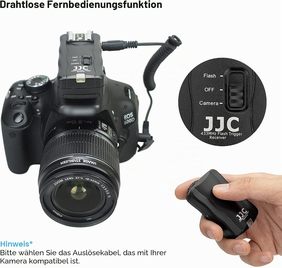 JJC Funk Blitz Studio Blitzauslöser Funkausloeser mit Fernauslöser 2 Empfaengern für Nikon D3300 D55