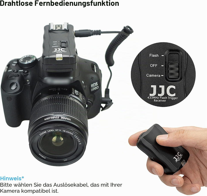 JJC Funk Blitz Studio Blitzauslöser Funkausloeser mit Fernauslöser 2 Empfaengern für Nikon D3300 D55