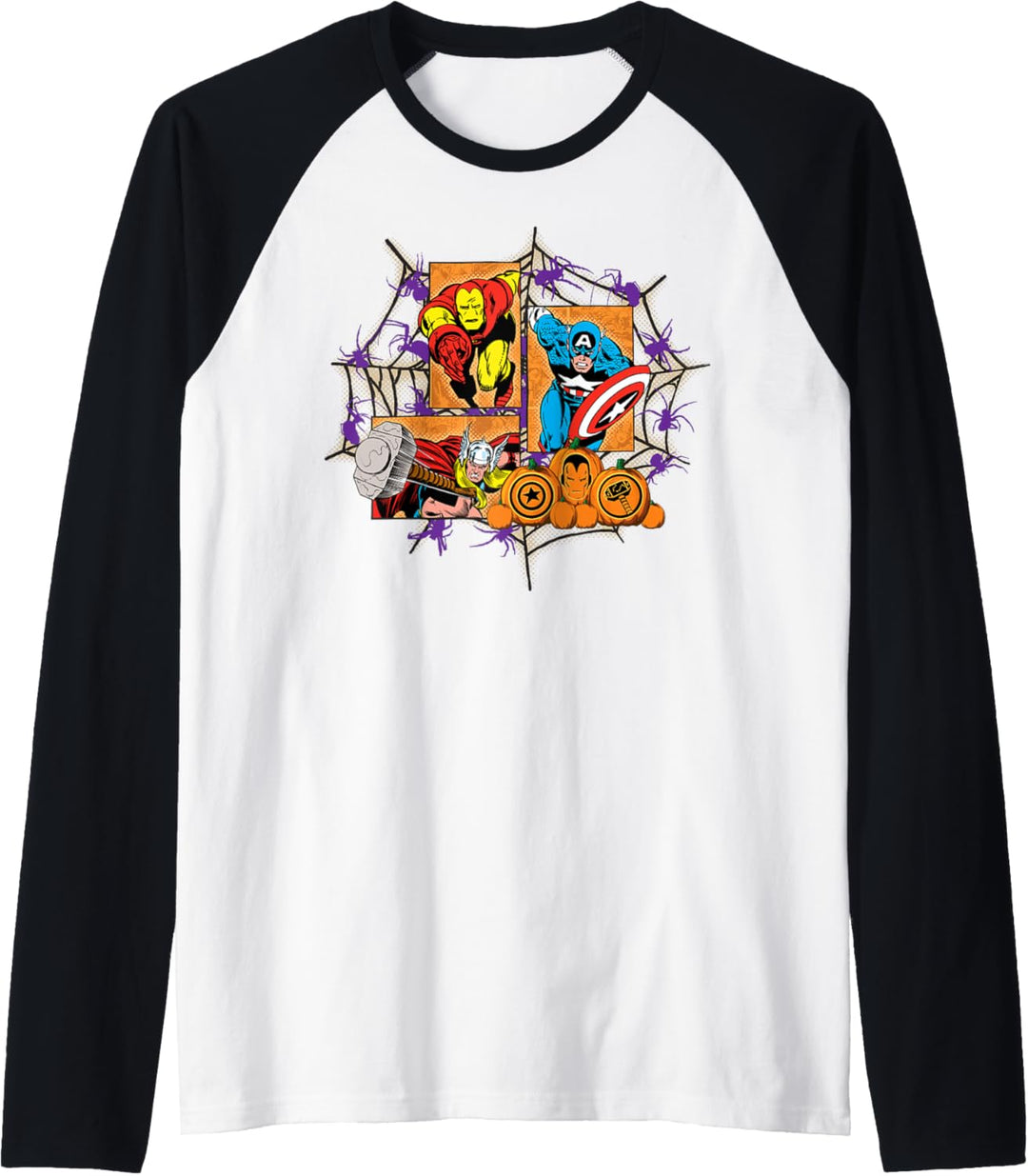 Marvel Avengers Pumpkins Comic Panels Halloween Raglan