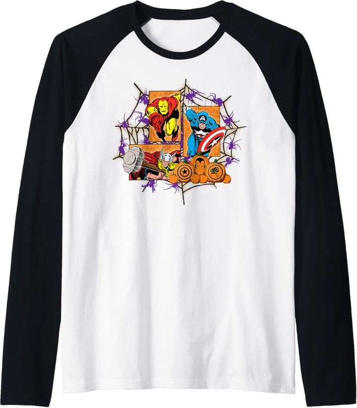 Marvel Avengers Pumpkins Comic Panels Halloween Raglan