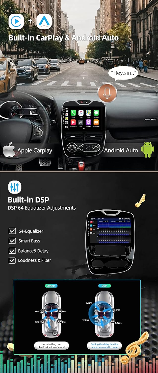 JOYX - [6G+128G] - Android 15 IPS Autoradio Passt für Renault CLIO (2013-2019) - Kabellos CarPlay/An