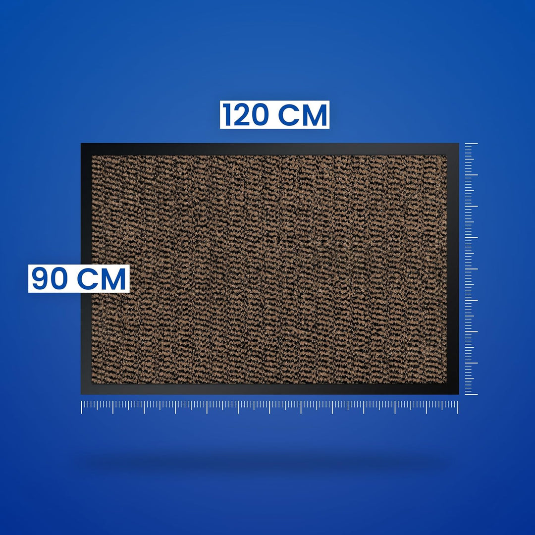 Hochwertige Fussmatte Braun-Schwarz 90x120 gross für Innen & Aussen - Schmutzfangmatte rutschfest, w