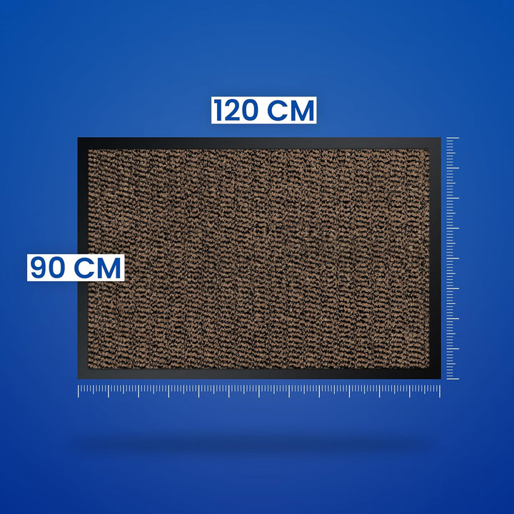 Hochwertige Fussmatte Braun-Schwarz 90x120 gross für Innen & Aussen - Schmutzfangmatte rutschfest, w
