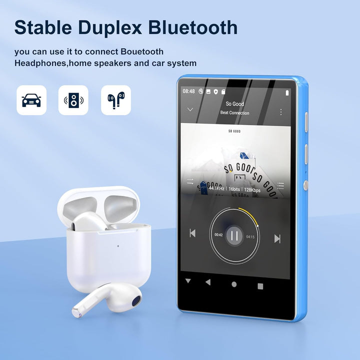 80GB MP3 Player with Bluetooth and WiFi, SWOFY 4.0 Inch Touchscreen MP3 MP4 Player, Portable Stereo,