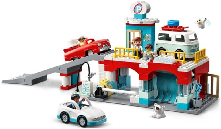LEGO 10948 DUPLO Parkhaus mit Autowaschanlage, Spielzeugautos, Parkhaus Spielzeug für Kleinkinder, M