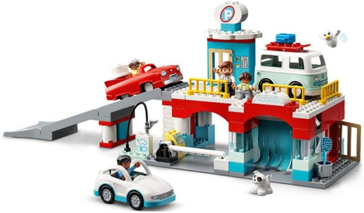 LEGO 10948 DUPLO Parkhaus mit Autowaschanlage, Spielzeugautos, Parkhaus Spielzeug für Kleinkinder, M