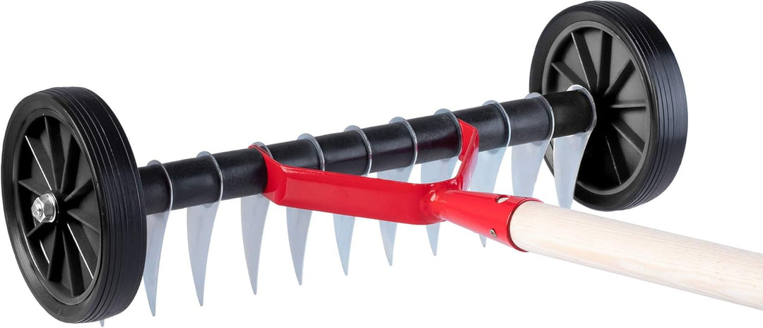 KADAX Rasenlüfter mit Rädern, Gartenkralle für Rasen, Garten, Moos, Schneidrechen aus Metall, manuel