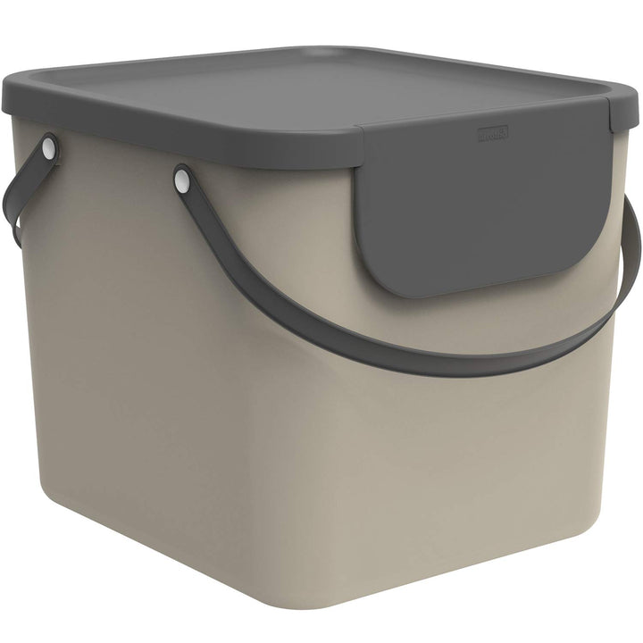 Rotho Albula Mülltrennungssystem 40l für die Küche, Kunststoff (PP), beige/anthrazit Cappuccino/Anth