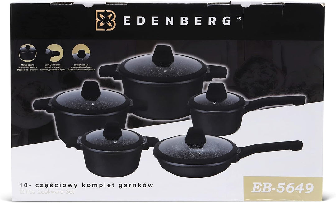 EDENBERG 10 TLG Topfset Induktion, Töpfe &amp; Pfannen beschichtet, Kochtopf Set | induktions Töpfe Set,