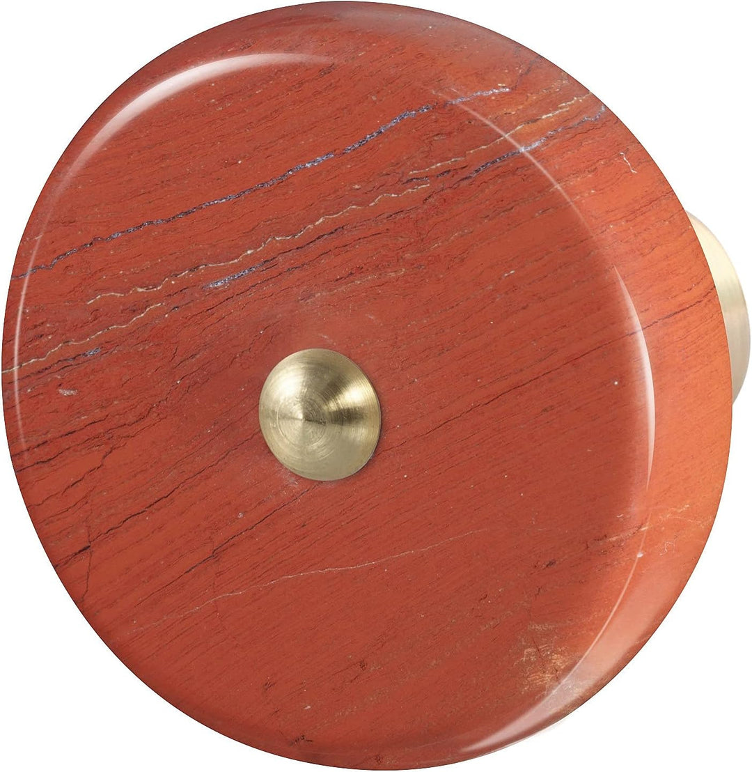 KYEYGWO 4 Stück Roter Jaspis Natürlicher Kristall Möbelknöpfe mit Schraube, Runde Stein Schubladenkn