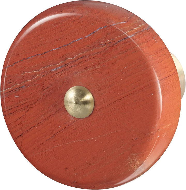 KYEYGWO 4 Stück Roter Jaspis Natürlicher Kristall Möbelknöpfe mit Schraube, Runde Stein Schubladenkn