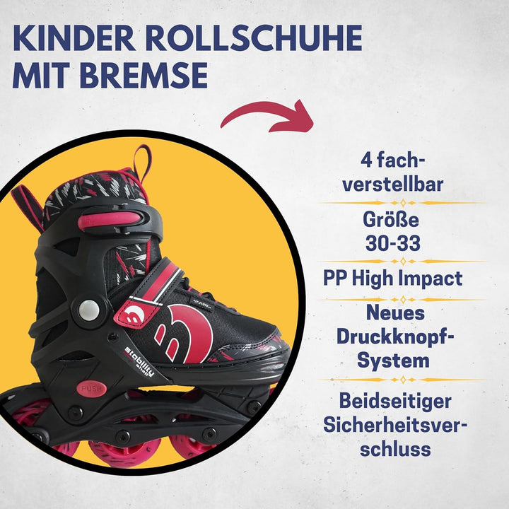Best Sporting Inline Skates Kinder I Rollschuhe grössenverstellbar I robuste Inliner für Jugendliche