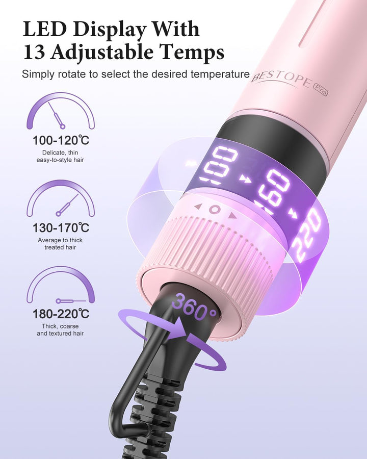 BESTOPE PRO Lockenstab, 5 in 1 Lockenstäbe Set mit Glätteisen, Thermobürste, 3 Keramische Lockeneise