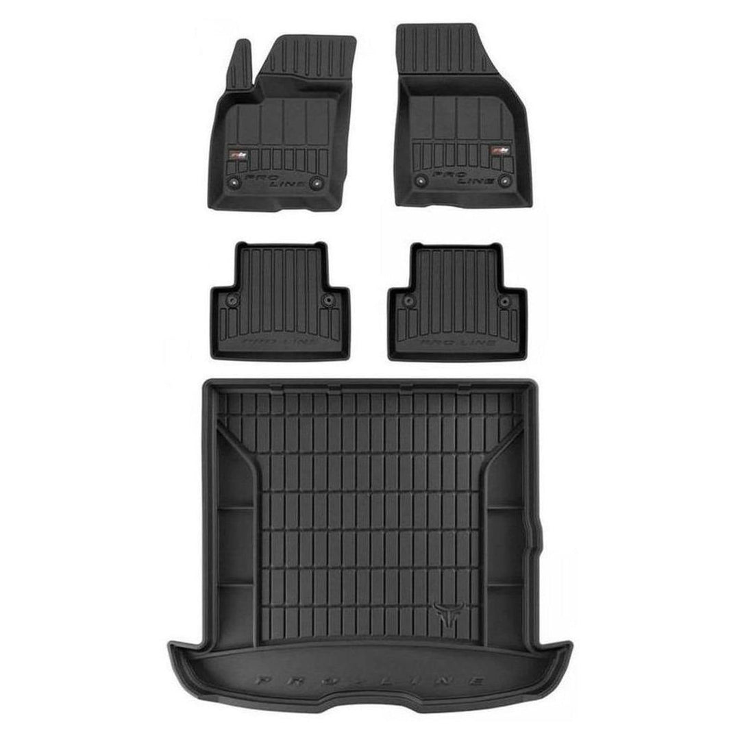 MOTOS Satz Gummifussmatten und Kofferraummatten passend für Volvo V50 2004-2012 Kombi, 31cm zwischen