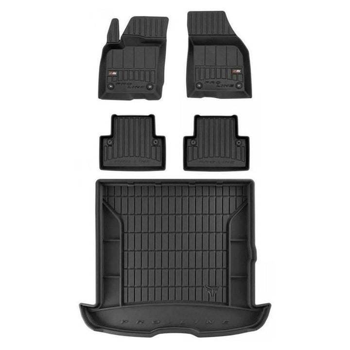MOTOS Satz Gummifussmatten und Kofferraummatten passend für Volvo V50 2004-2012 Kombi, 31cm zwischen