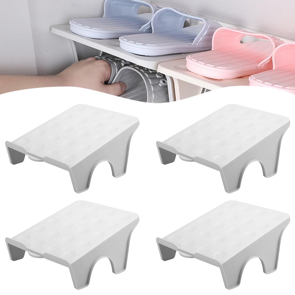 Schuhstapler rutschfeste Schuhschlitze,4 Stück Schuhstapler Platzsparen Doppelschicht Schuhregal Sch