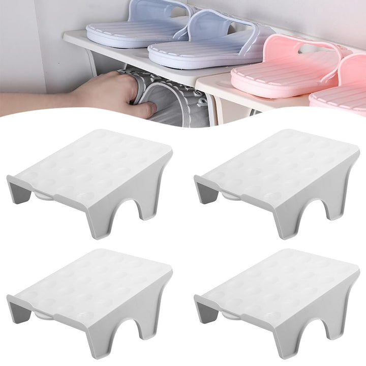 Schuhstapler rutschfeste Schuhschlitze,4 Stück Schuhstapler Platzsparen Doppelschicht Schuhregal Sch