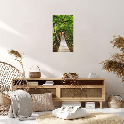 Bilder auf Leinwand Fussgängerbrücke Wald Abenteuer Leinwandbild mit Rahmen 45x80cm Wandbilder Dekor