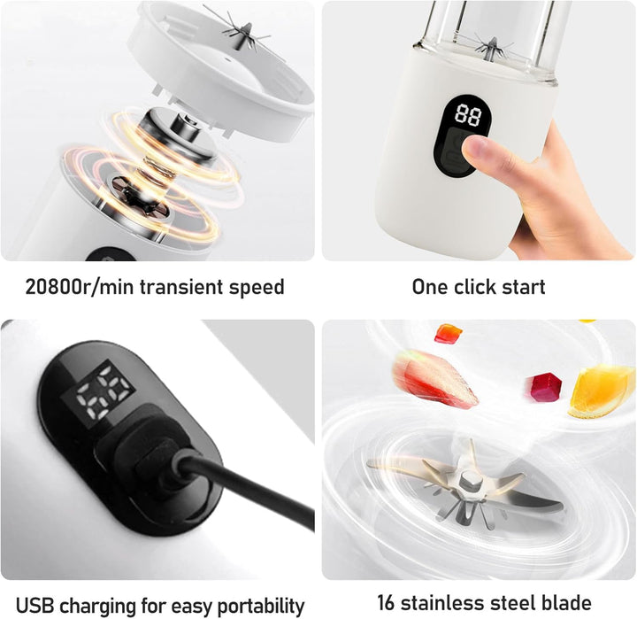 Tragbarer Mixer Smoothie Maker to go, Smoothie Mixer mit Reisedeckel, Portable Blender 500ml, Wieder