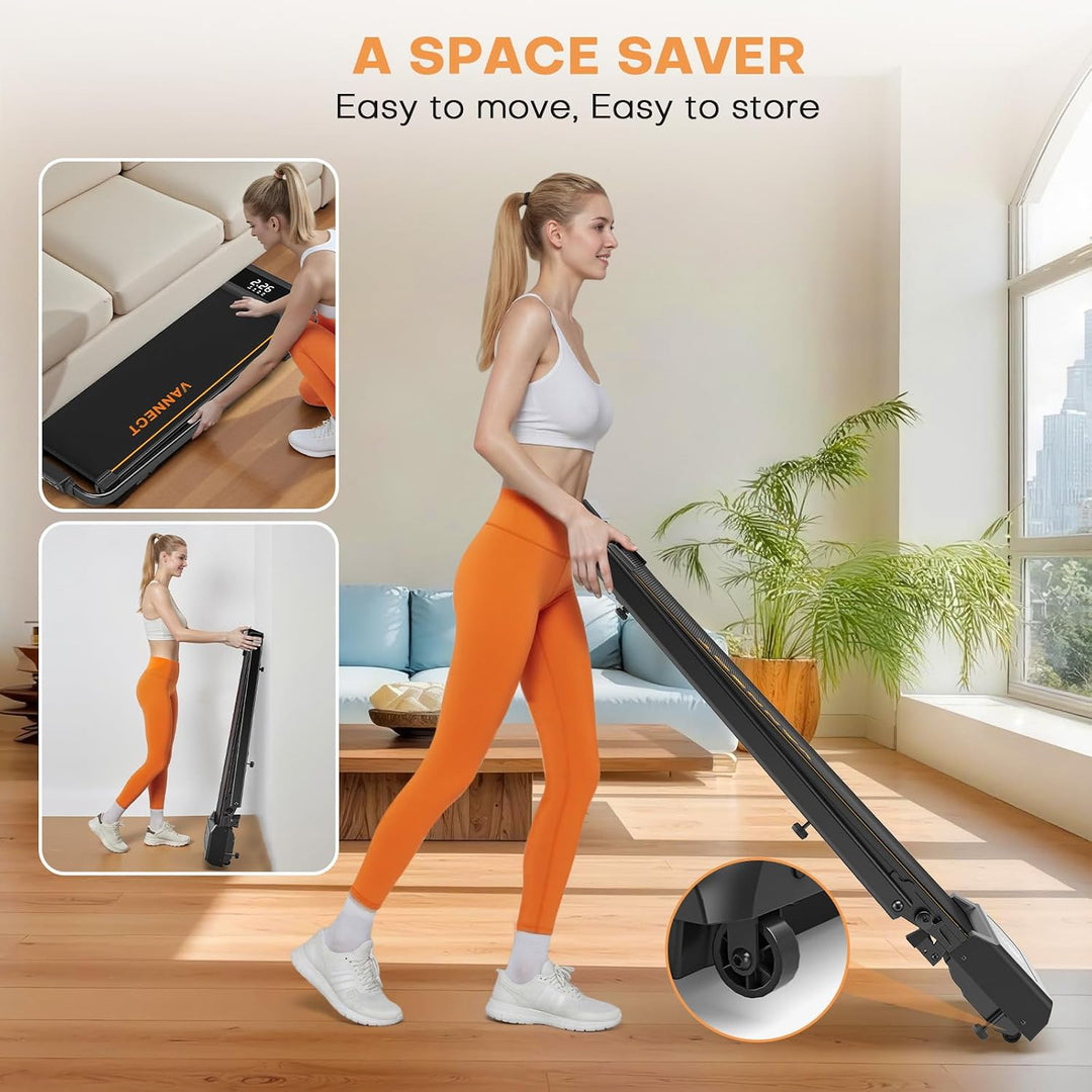 Laufband für Zuhause, VANNECT Walking Pad, 1-12 km/h Klappbares Laufband mit 9% Steigung, Ultra-Leis