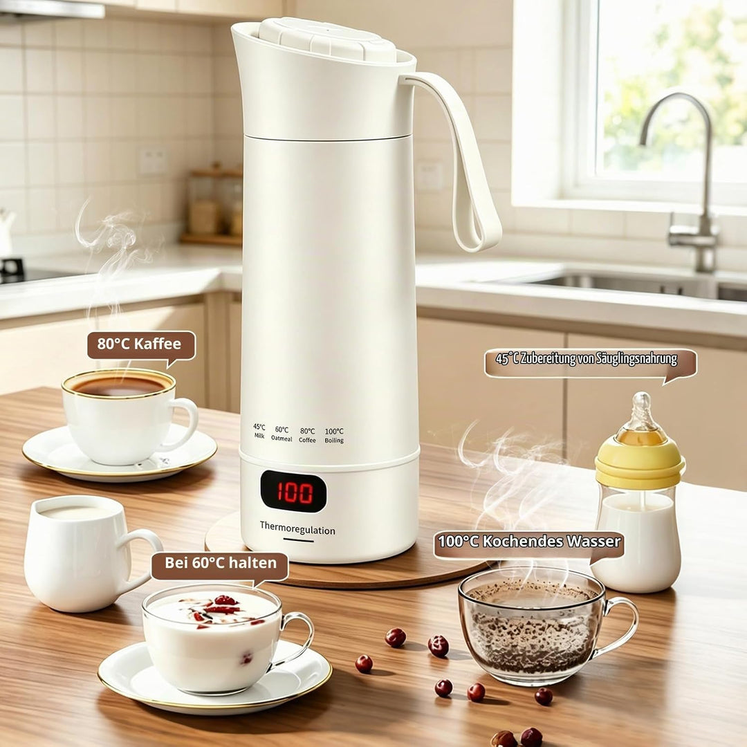 Reisewasserkocher Klein 400ml-4 Einstellbare Temperaturstufen Wasserkocher Reise von Tee Kaffee und