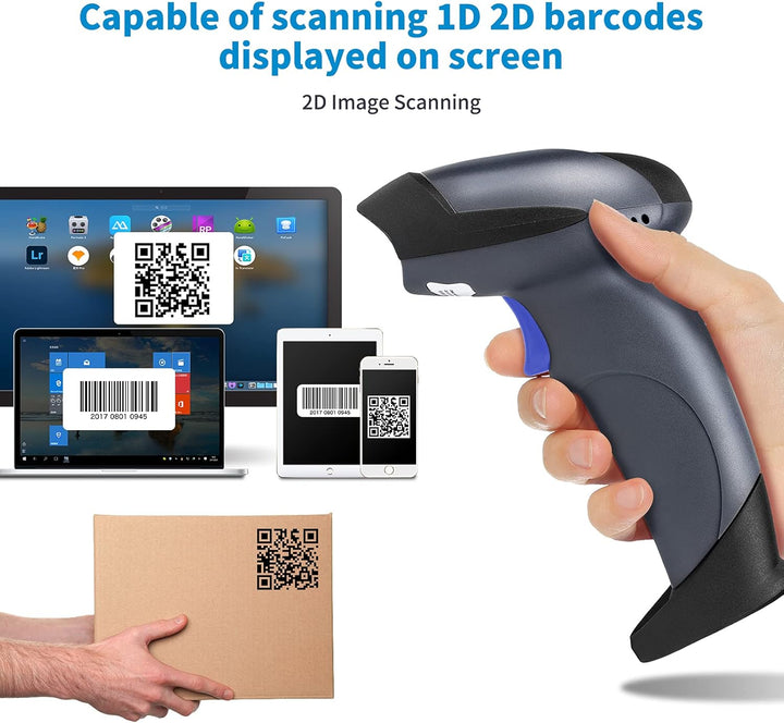 NETUM Wireless 2D QR Barcode Scanner mit Ständer, 3 in 1 Bluetooth & 2,4GHz Wireless&USB Wired Autom