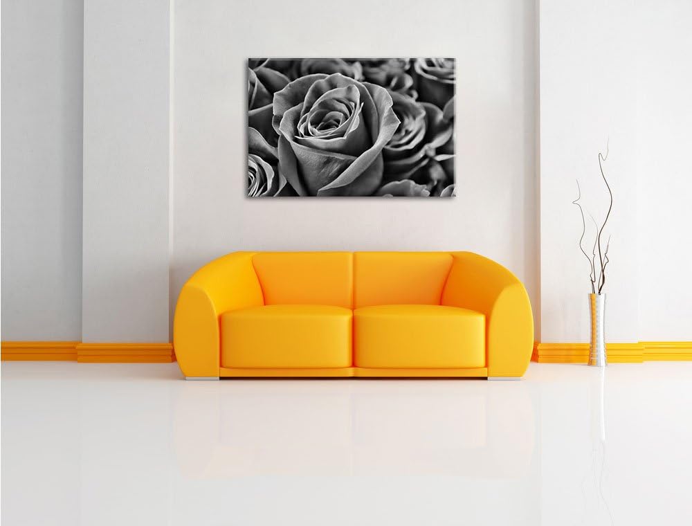 Pixxprint Romantische Rosen / 100x70cm Leinwandbild bespannt auf Holzrahmen/Wandbild Kunstdruck Deko