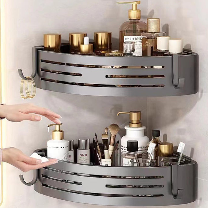 Duschablage ohne Bohren - Der perfekte Badezimmer Organizer! Eckregal für Dusche & Bad mit 4 Haken.