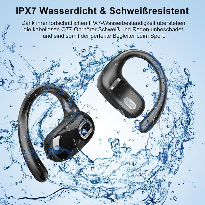 Open Ear Kopfhörer, Bluetooth 5.4 Kopfhörer Kabellos, Tiefer Bass mit 4 ENC Mikrofon, 58 Std, Sportk