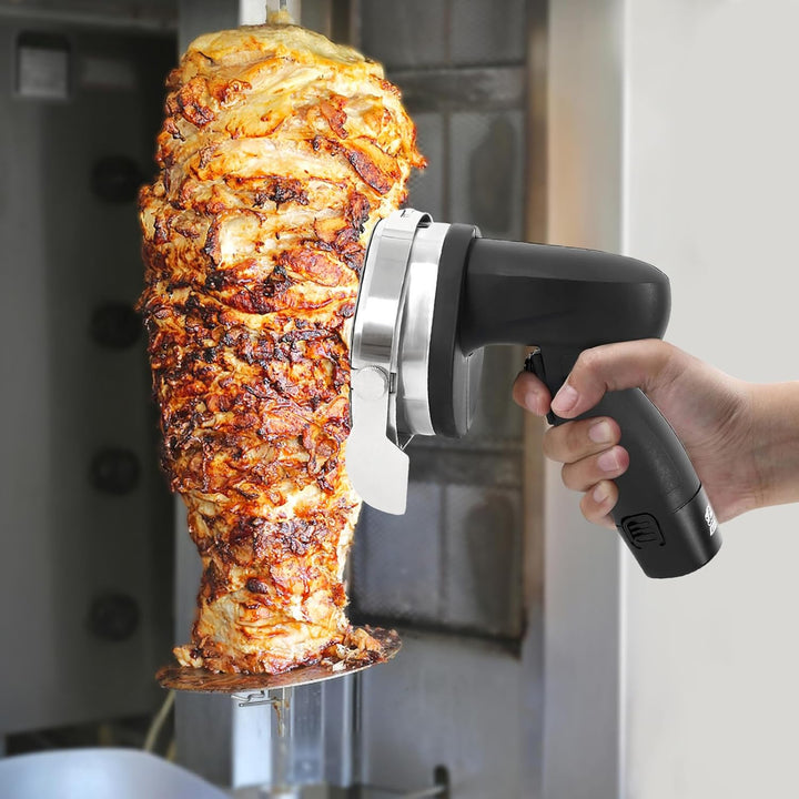 Elektrisches Schawarma-Messer 80W Dönermesser mit 2 Klingen Kabelloses Türkisches Gyro-Schneider Dön