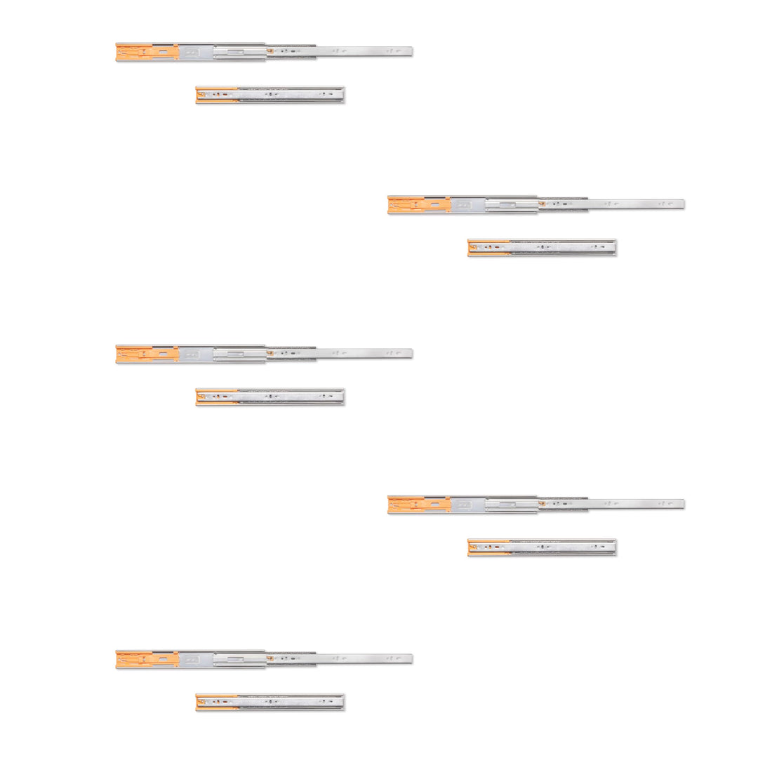 Emuca Schubladenführungen, Vollauszug mit Rollen gedämpftes Scharnier 45mm x 350mm, 5 Sets (10 Stück
