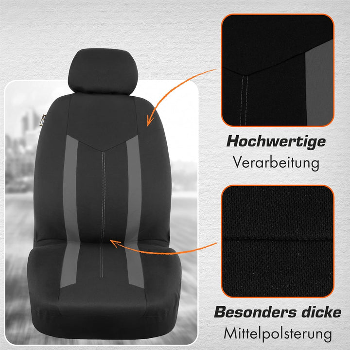 Upgrade4cars Autositzbezüge Set Universal Grau | Auto-Schonbezüge Vordersitze & Rückbank | Autositzb