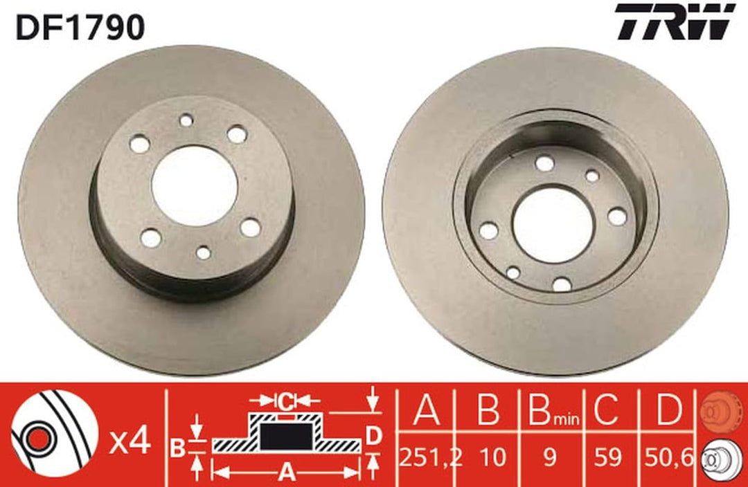 TRW Automotive AfterMarket DF1790 Bremsscheibe - (Paar)