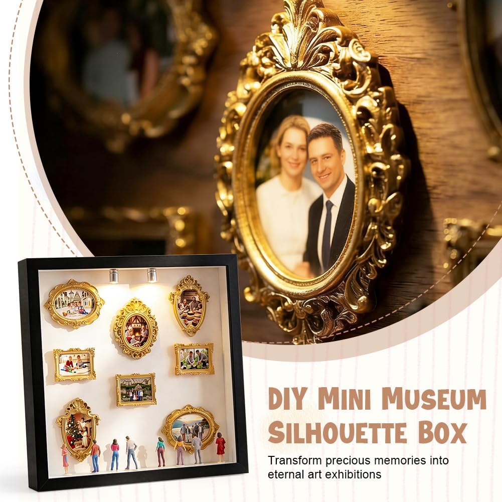 DIY Mini Museum Silhouette Box,Neu Kreatives Erinnerungsdisplay Kit,Minis Vintage Bilderrahmen Mit G