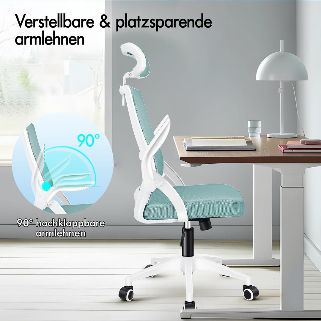 ALFORDSON Bürostuhl, Sessel mit Kopfstütze, Computer-Schreibtischstuhl mit Lordosenstütze, Drehstuhl