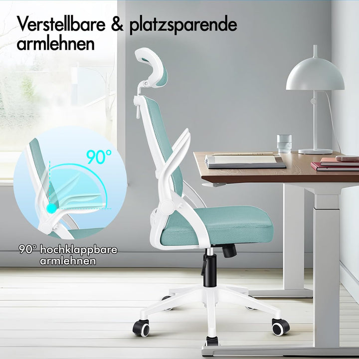 ALFORDSON Bürostuhl, Sessel mit Kopfstütze, Computer-Schreibtischstuhl mit Lordosenstütze, Drehstuhl
