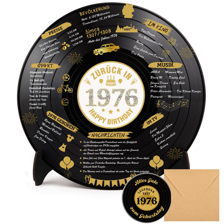 WenmthG Back in 1976 Schallplatten Deko – Vinyl Geburtstag Deko für Männer & Frauen, Geburtstagsgäst