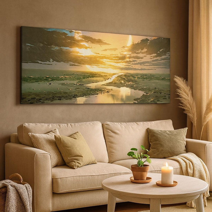 Panorama Bilder auf Leinwand natur natur Leinwandbild mit Rahmen 90x30cm Wandbilder Dekoration Wohnz