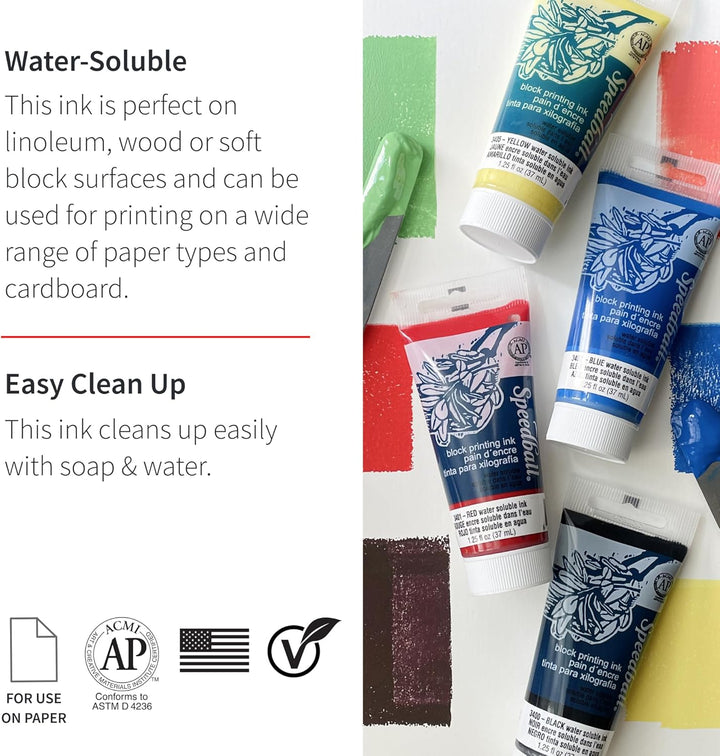 Speedball Water Soluble Block Printing Ink, Black, 2-1/2 Ounces - 380663 schwarz, schwarz